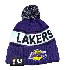 LA Lakers NBA Basketball Ultra Game Knit Cuffed Winter Beanie Pom Hat Fan Gear